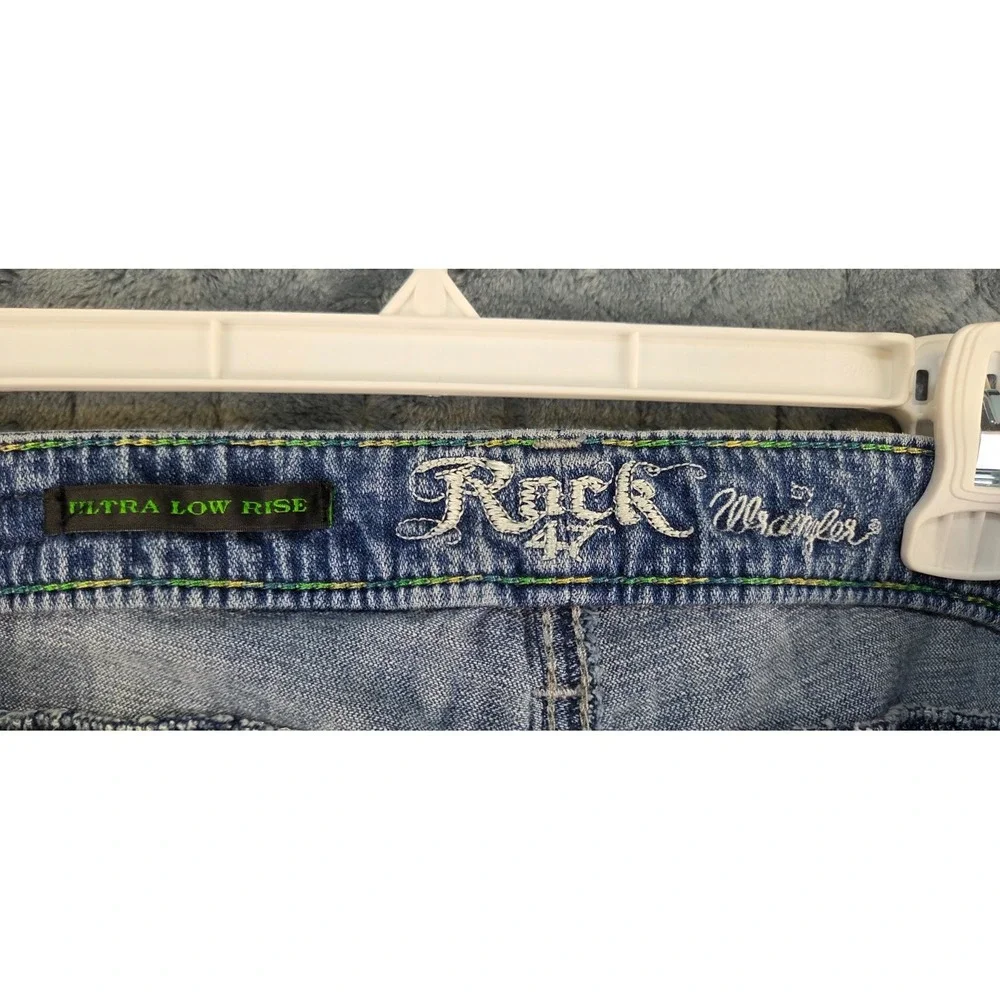 Rock 47 Wrangler Women's Boot Cut Jeans Blue Light Wash Low Rise‎ Denim WHX16TL